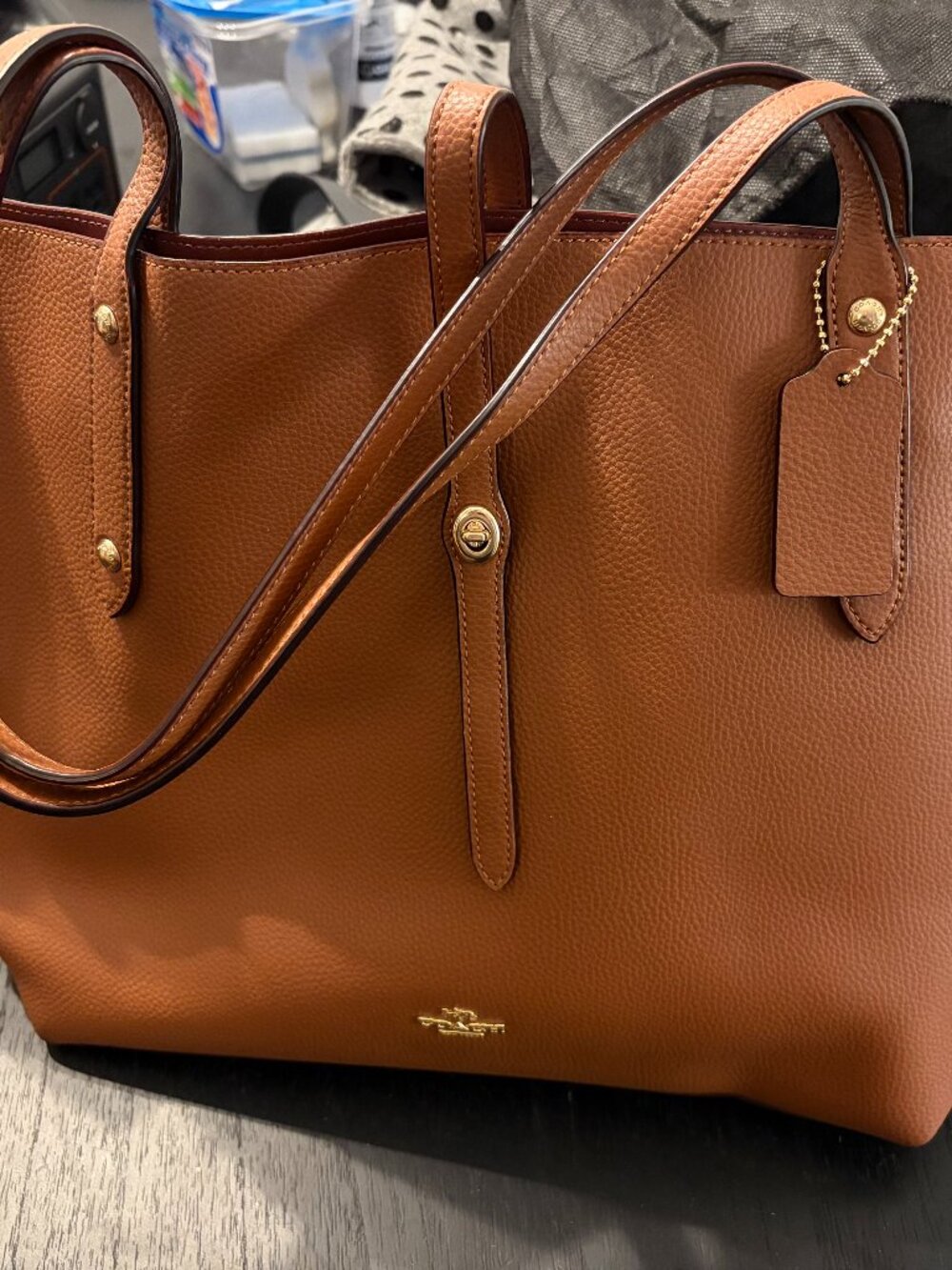 Coach Market Tote in brown leather
